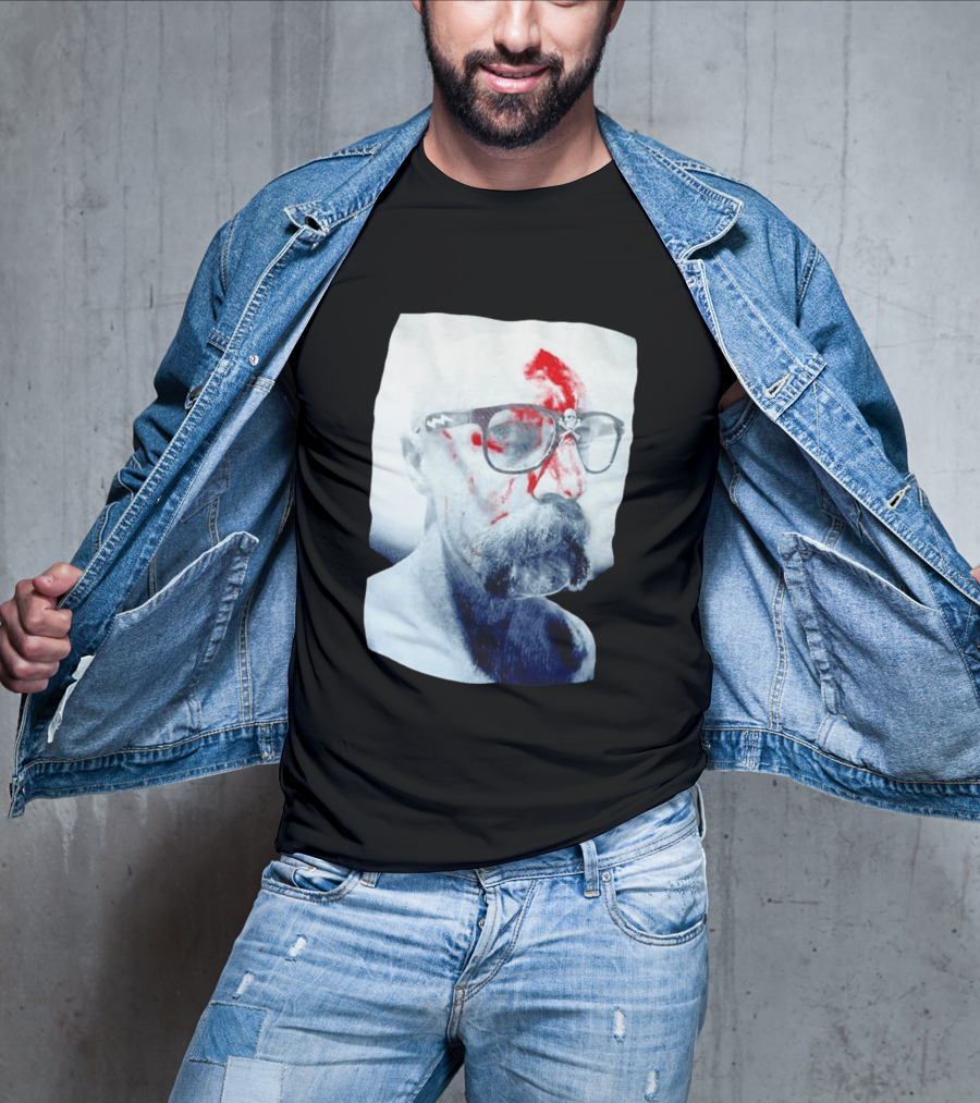 Bald Man With Bloody Beard And Skull Glasses T-Shirt