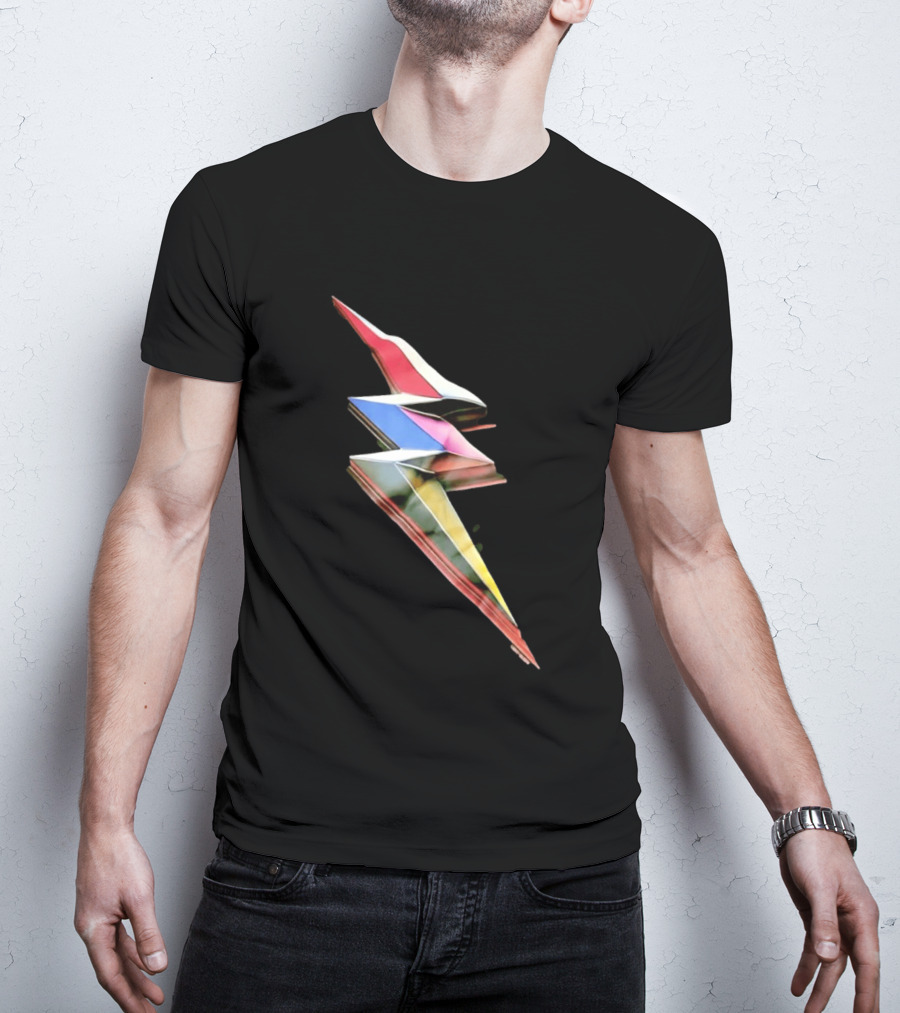 Geometric Prismatic Multicolor Lightning Bolt T-Shirt