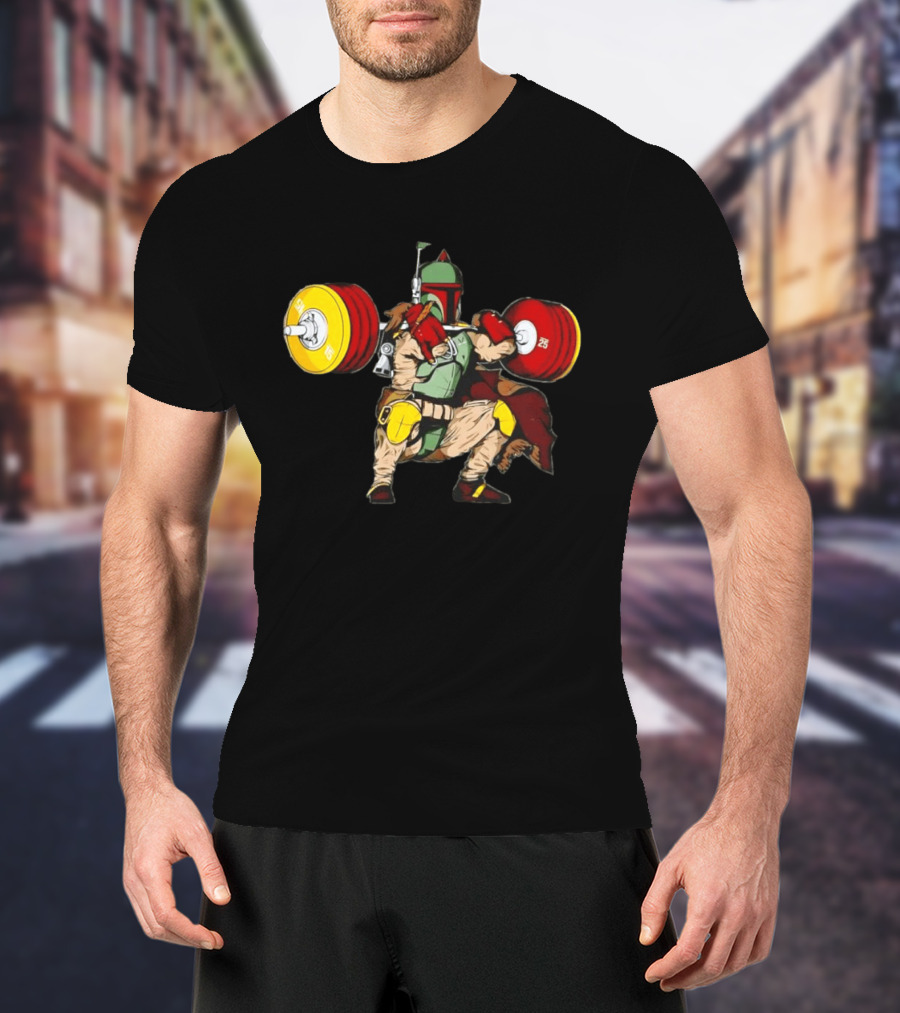 Star Wars Boba Fett Squat Weightlifting Fitness T-Shirt