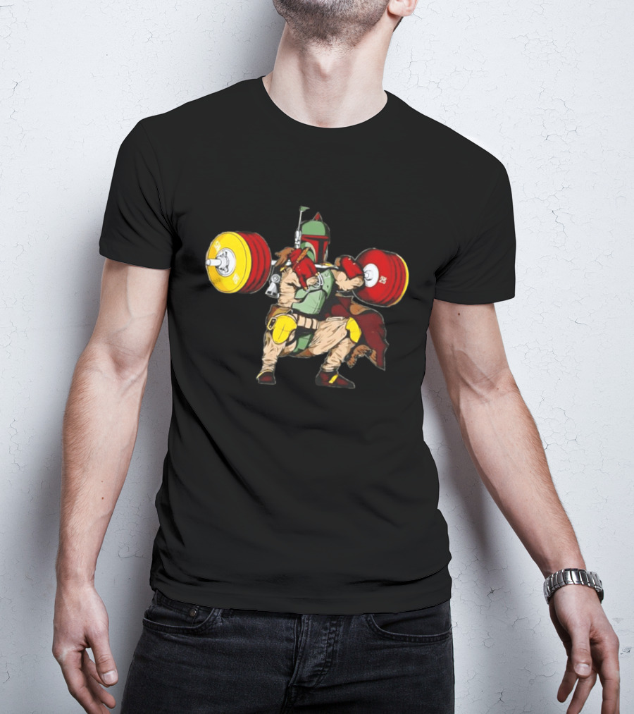 Star Wars Boba Fett Squat Weightlifting Fitness T-Shirt