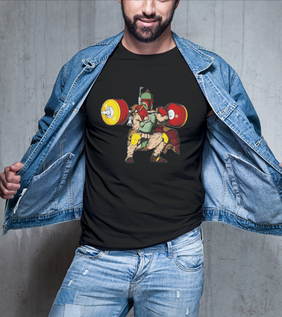 Star Wars Boba Fett Squat Weightlifting Fitness T-Shirt
