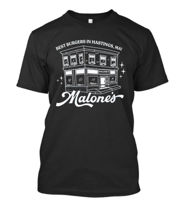 Malone's Bar Best Burgers In Hastings MA Classic Retro Building T-Shirt