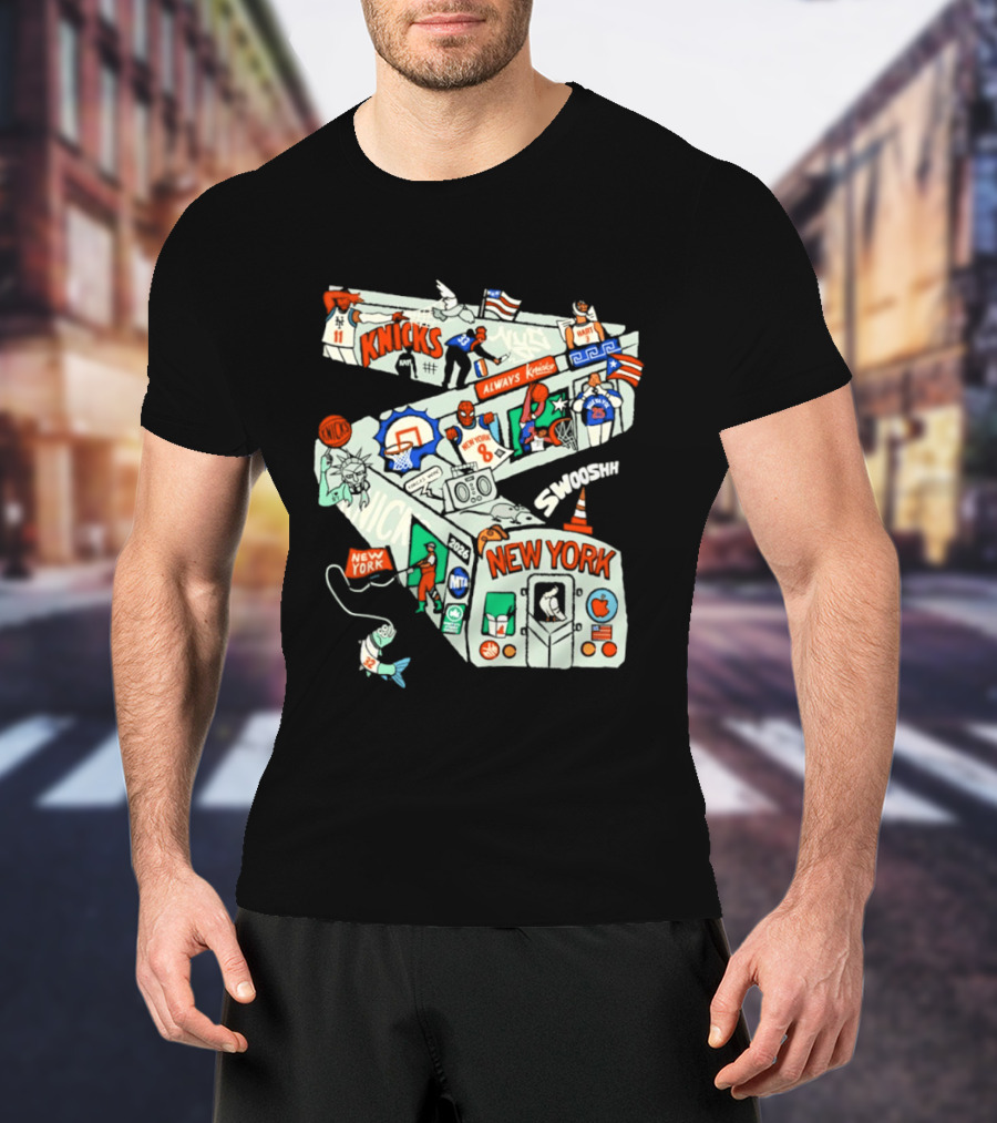 New York Knicks Subway Car Always Slamdunk Basketball City T-Shirt