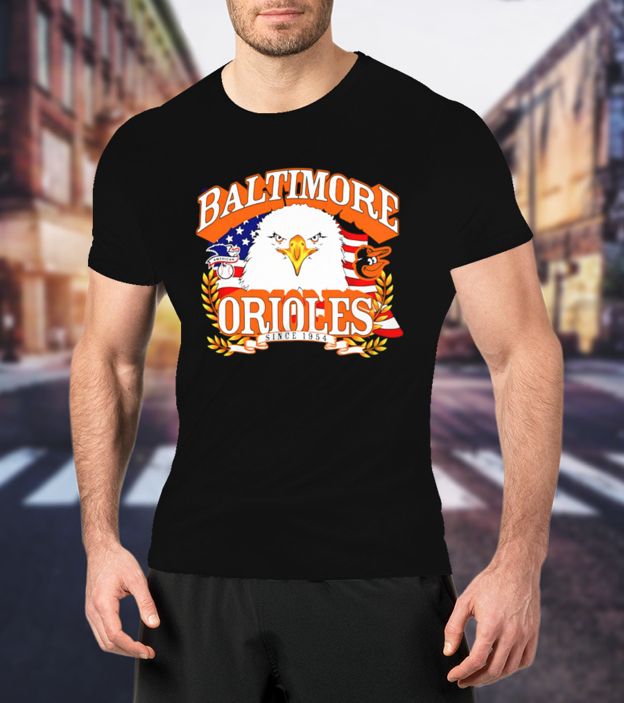 Baltimore Orioles Americana Eagle Logo With USA Flag Celebrating America's 250th Anniversary T-Shirt