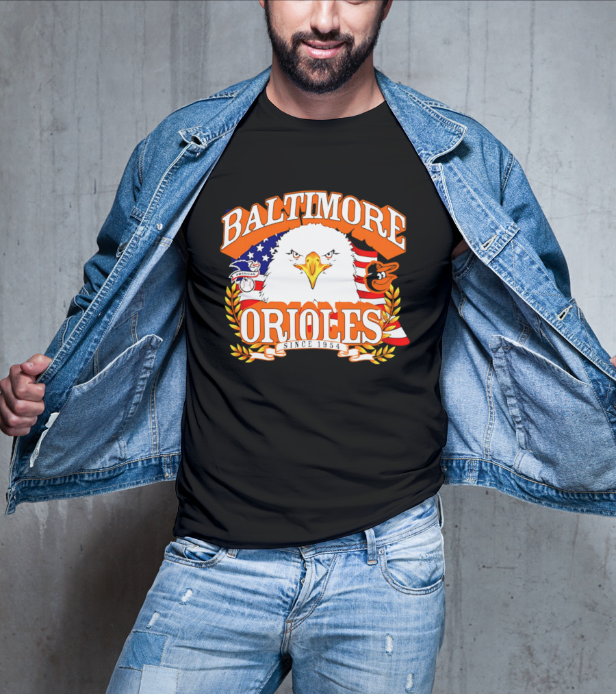 Baltimore Orioles Americana Eagle Logo With USA Flag Celebrating America's 250th Anniversary T-Shirt