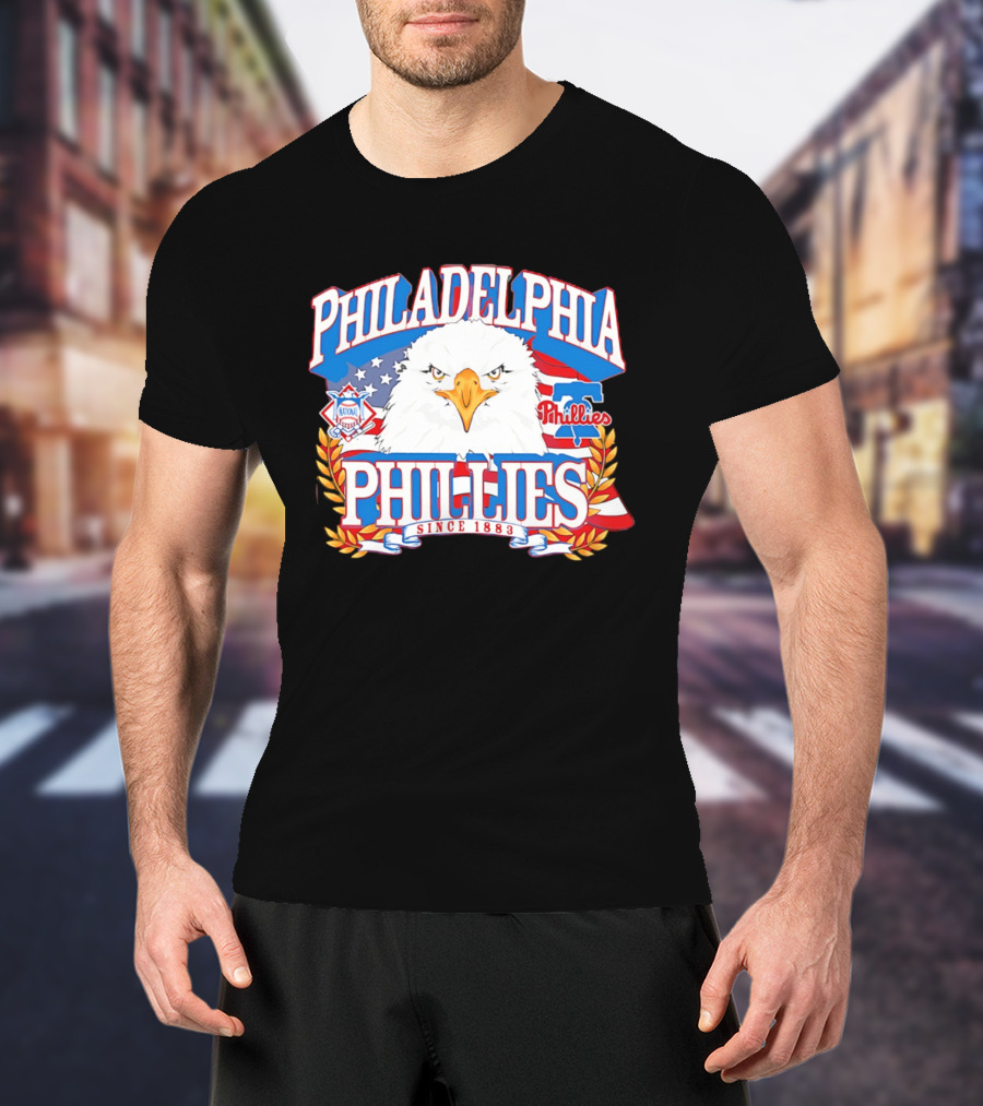 Philadelphia Phillies Eagle Americana Since 1883 National League Flag T-Shirt