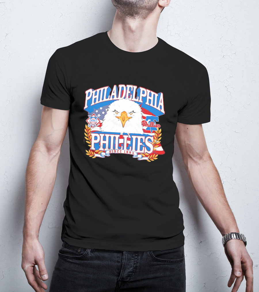 Philadelphia Phillies Eagle Americana Since 1883 National League Flag T-Shirt