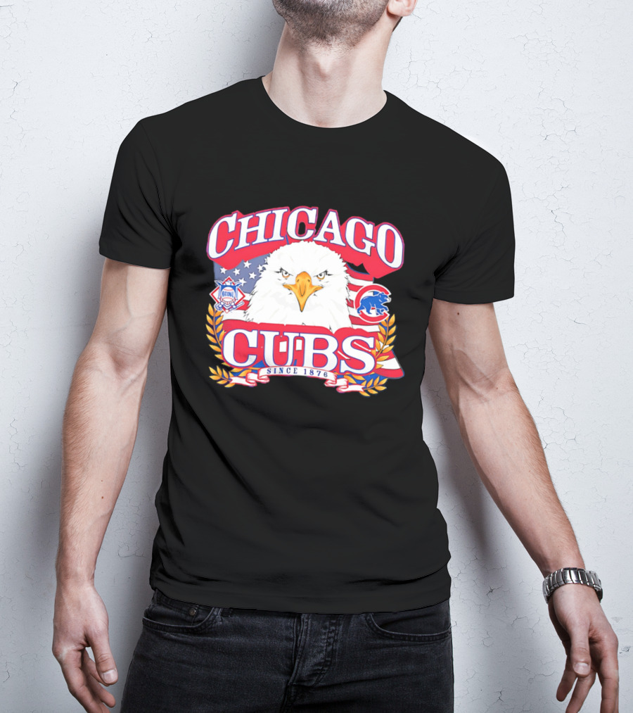 Chicago Cubs Americana Eagle Since 1876 National League Baseball Stars And Stripes 250th Celebration T-Shirt