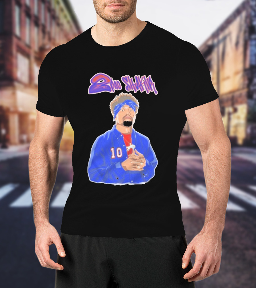 2Pac Shakir Sports Roundtable 10 Blue Bandana T-Shirt