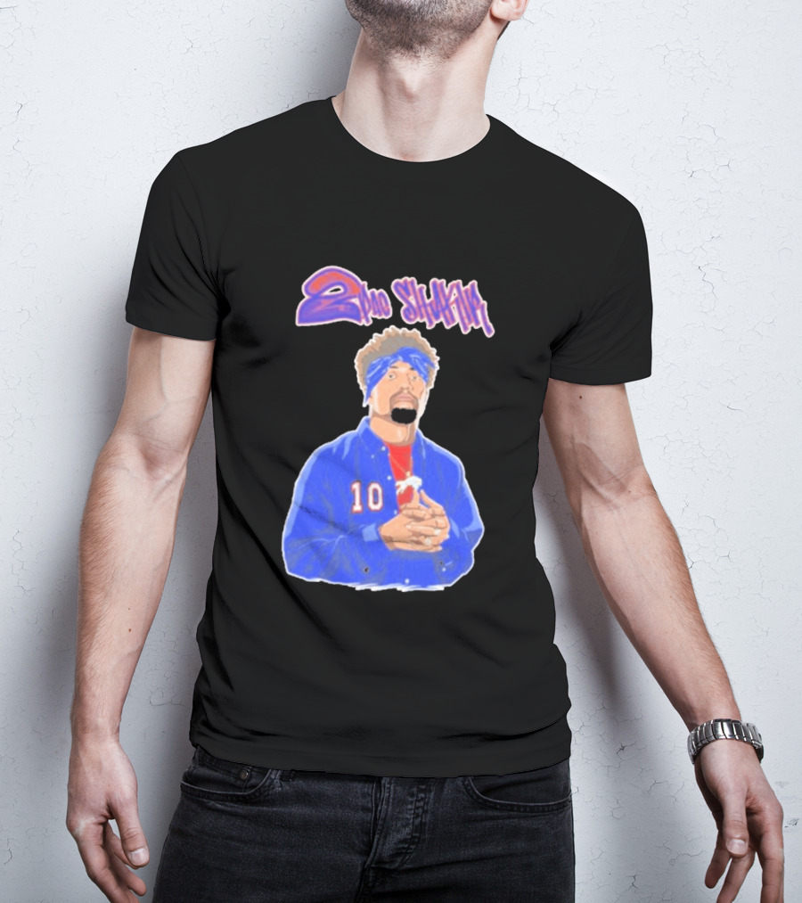 2Pac Shakir Sports Roundtable 10 Blue Bandana T-Shirt