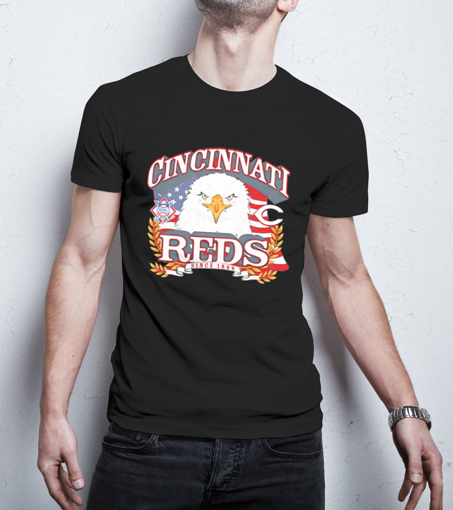 Cincinnati Reds National League Eagle American Flag Since 1869 T-Shirt