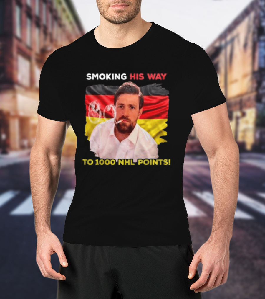 Smoking His Way To 1000 NHL Points Leon Draisaitl Edmonton Oilers T-Shirt