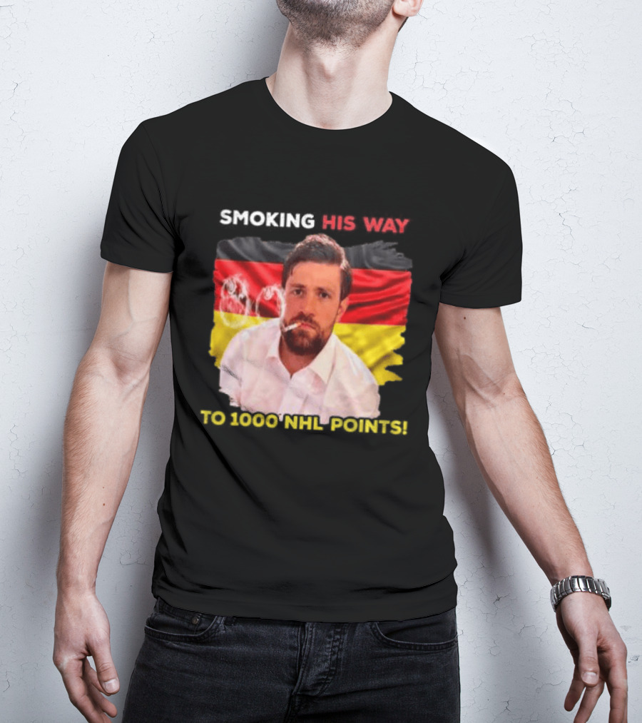 Smoking His Way To 1000 NHL Points Leon Draisaitl Edmonton Oilers T-Shirt