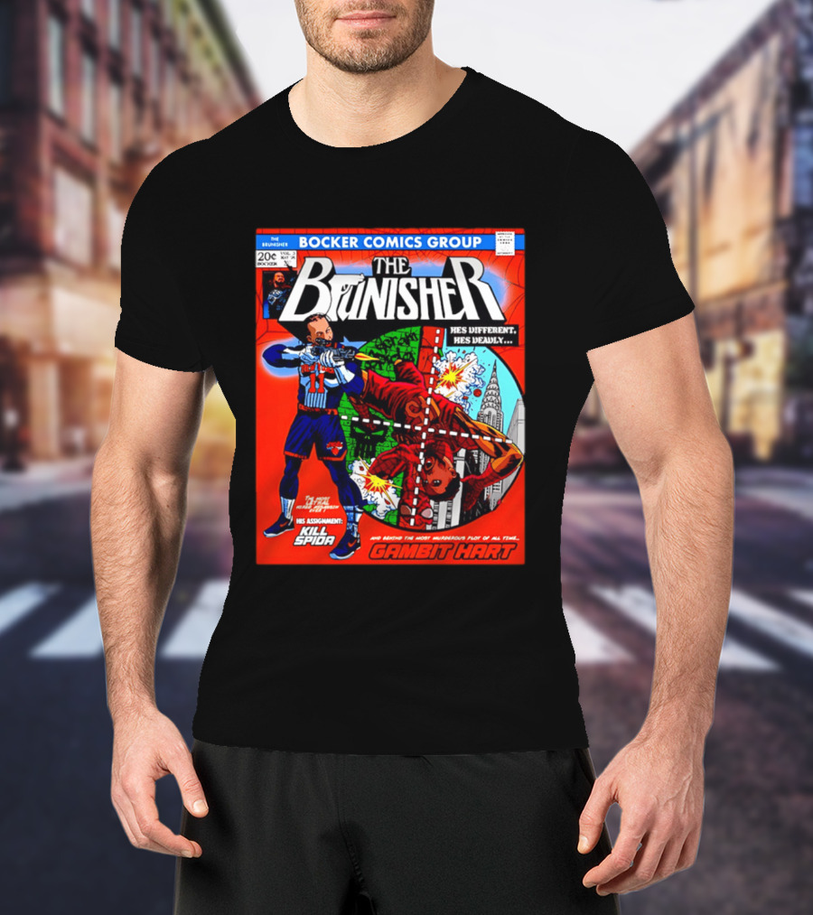 Bocker Comics Group The Brunisher He's Different He's Deadly Kill Spida Gambit Hart T-Shirt