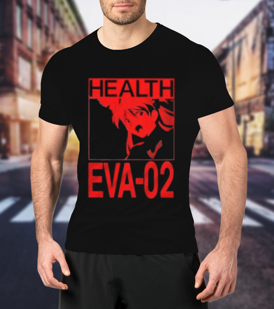 Health Eva 02 Anime Character Red Sketch T-Shirt