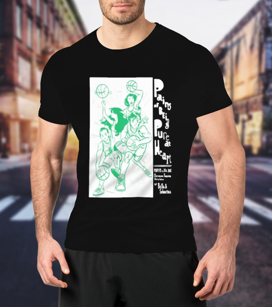 Pains Of Being Pure At Heart Boston May 19 Paradise Touring Company With Helki Silkscreen Basketball T-Shirt