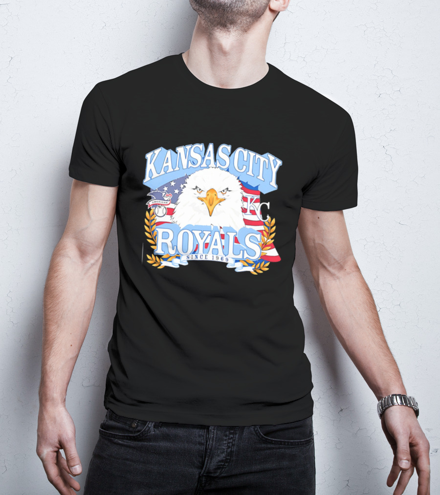 Kansas City Royals Eagle With American Flag Patriotic KC T-Shirt