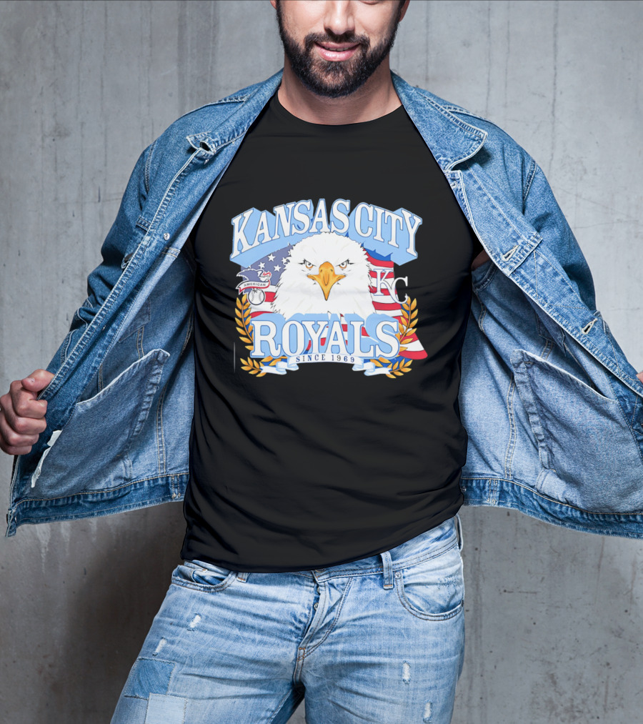 Kansas City Royals Eagle With American Flag Patriotic KC T-Shirt