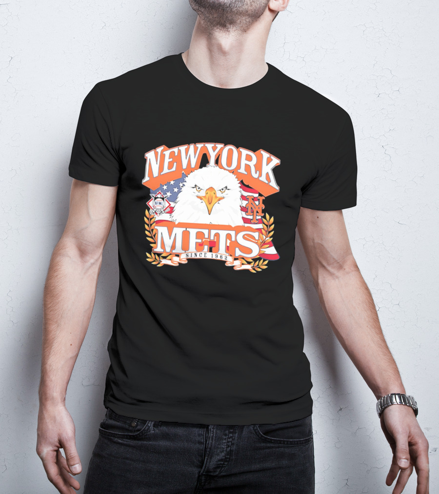 New York Mets Americana Eagle Celebrating National League And Stars Stripes T-Shirt