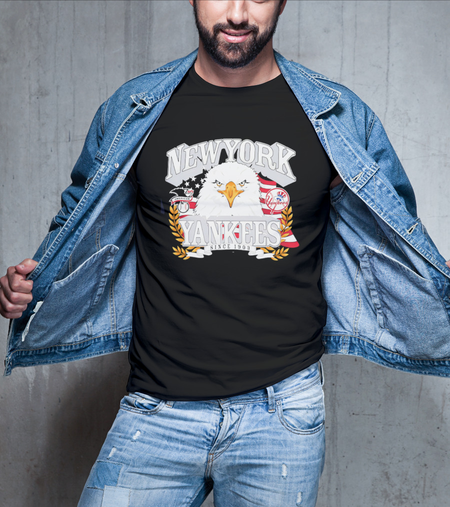 New York Yankees Americana Eagle Celebrating USA Flag With Baseball T-Shirt