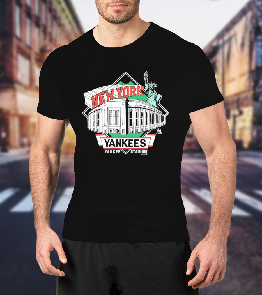 New York Yankees Yankee Stadium Facade Statue Of Liberty T-Shirt