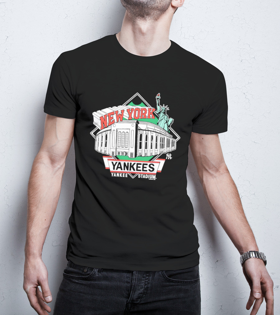 New York Yankees Yankee Stadium Facade Statue Of Liberty T-Shirt