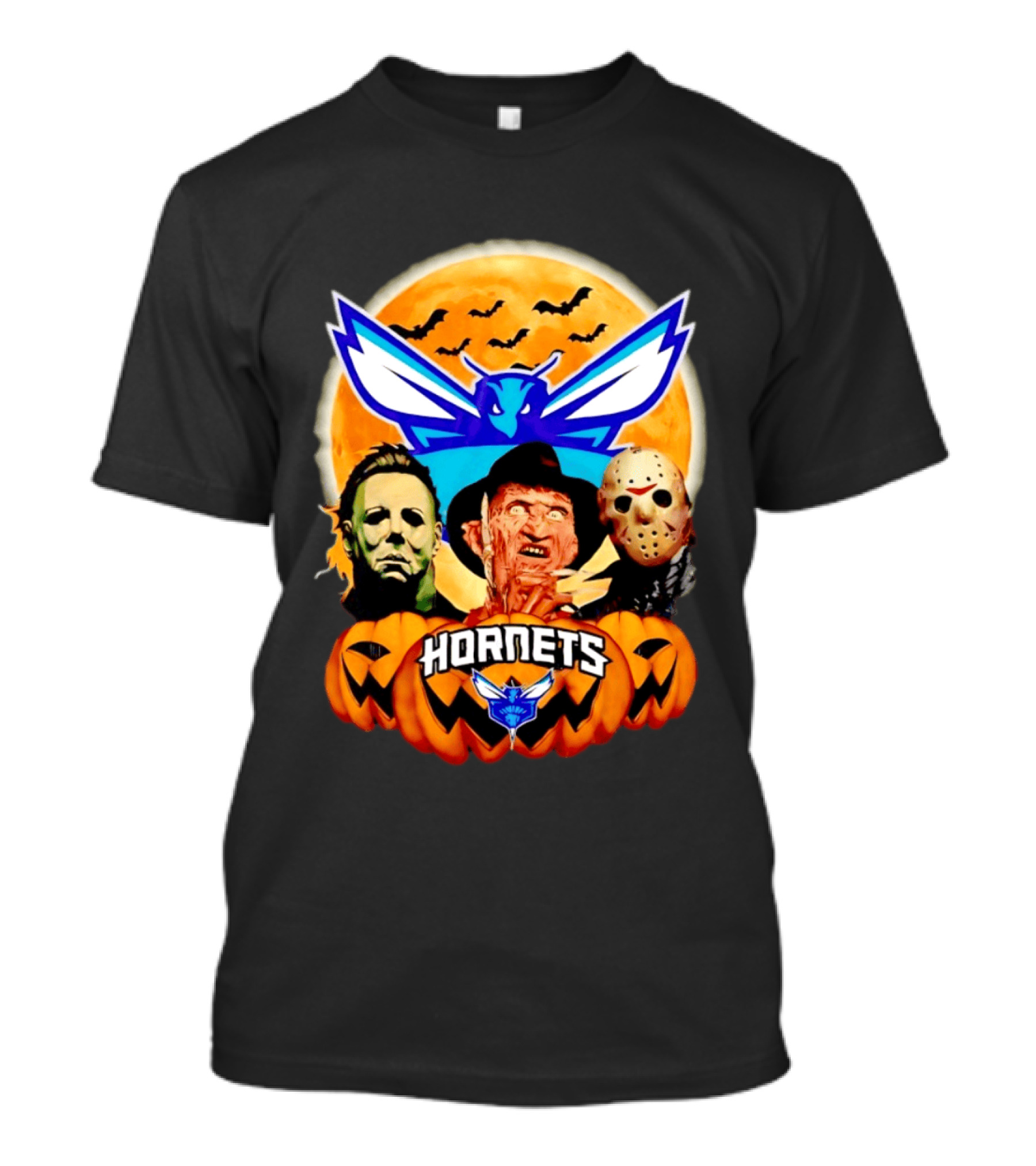 Halloween Horror Characters Freddy Jason Michael Myers Charlotte Hornets T-Shirt