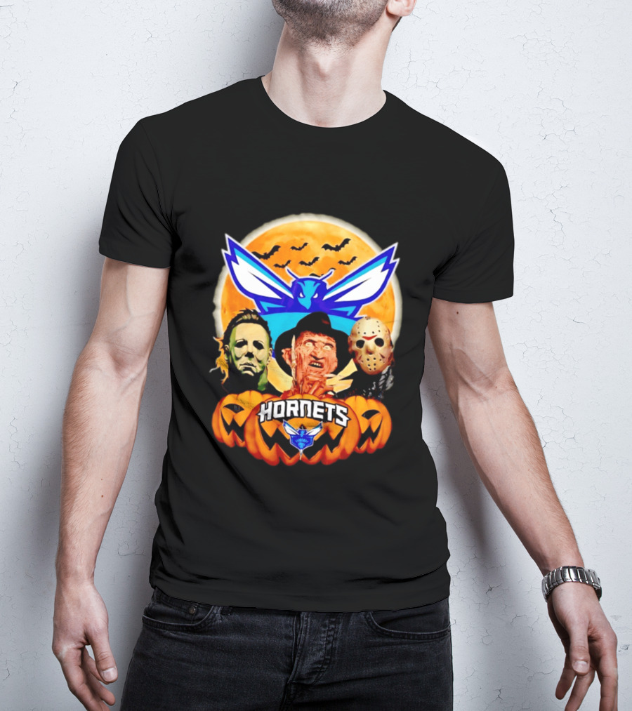 Halloween Horror Characters Freddy Jason Michael Myers Charlotte Hornets T-Shirt