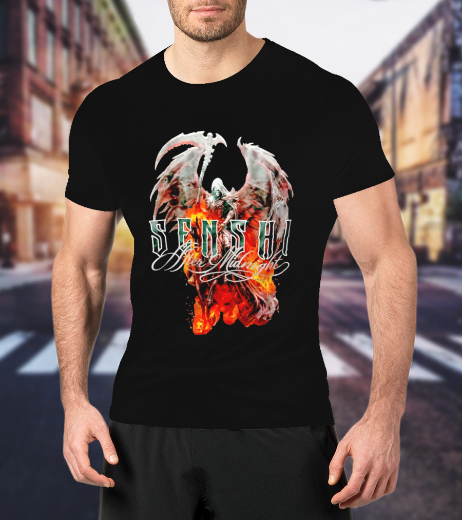Senshi After Midnight Flaming Grim Reaper Wings T-Shirt