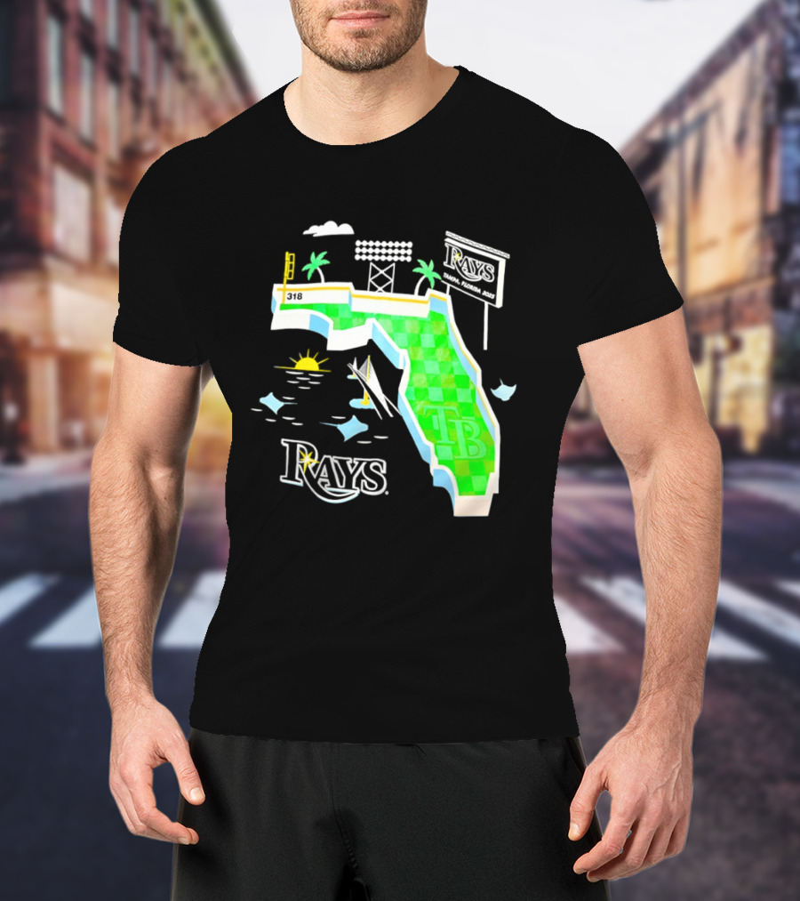 Tampa Bay Rays Florida Map TB Stadium Palms And Sunshine T-Shirt