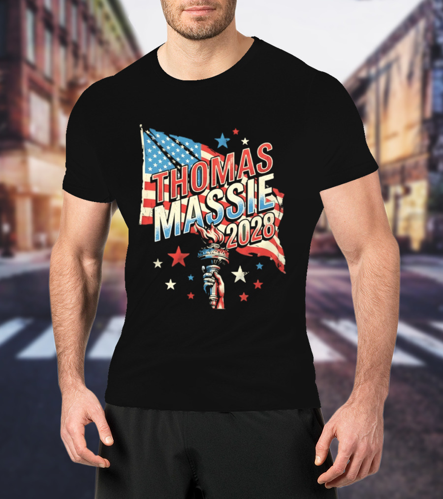 Thomas Massie 2028 American Flag Liberty Torch Stars T-Shirt