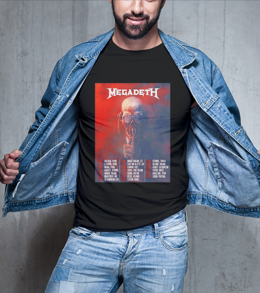 Megadeth 2026 Farewell Tour Europe Dates And Venues T-Shirt