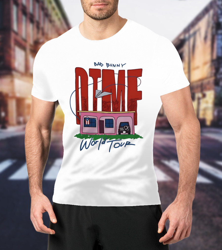 Bad Bunny Dtmf World Tour 2026 Paper Airplane Pink House Jeep T-Shirt