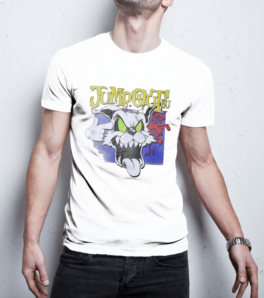 Jumpouteu Pop Culture Cat Creature Teeth Tongue Glove Eyes T-Shirt