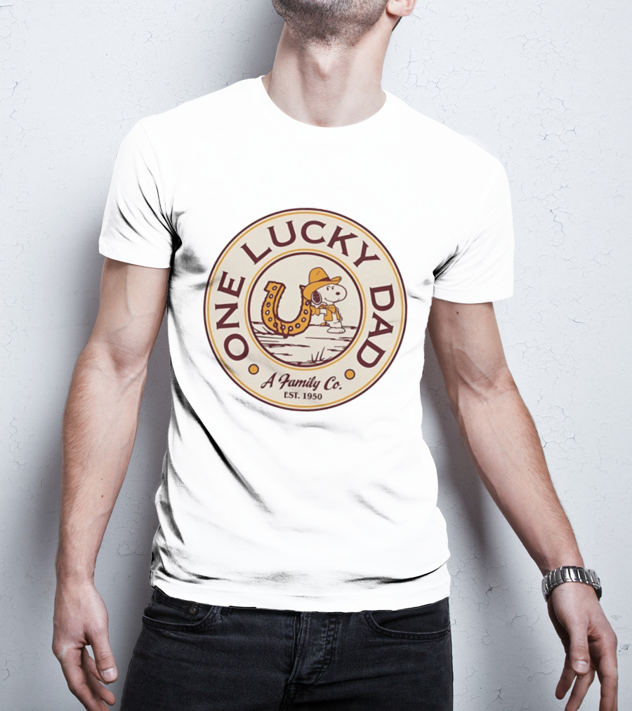 Snoopy One Lucky Dad A Family Co Est 1950 T-Shirt