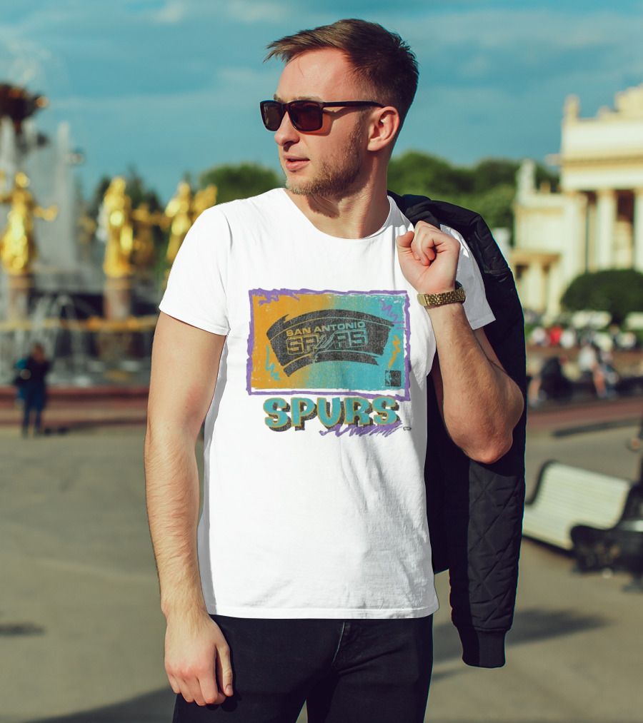 San Antonio Spurs White Surf Foundation Retro Colorful NBA T-Shirt