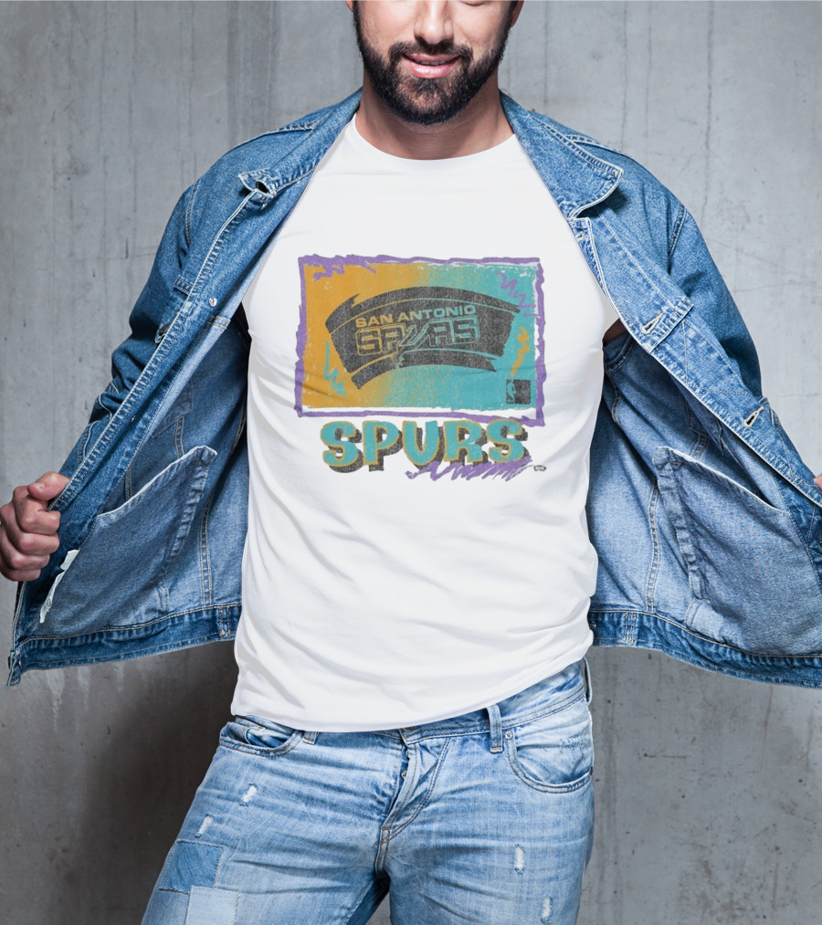 San Antonio Spurs White Surf Foundation Retro Colorful NBA T-Shirt