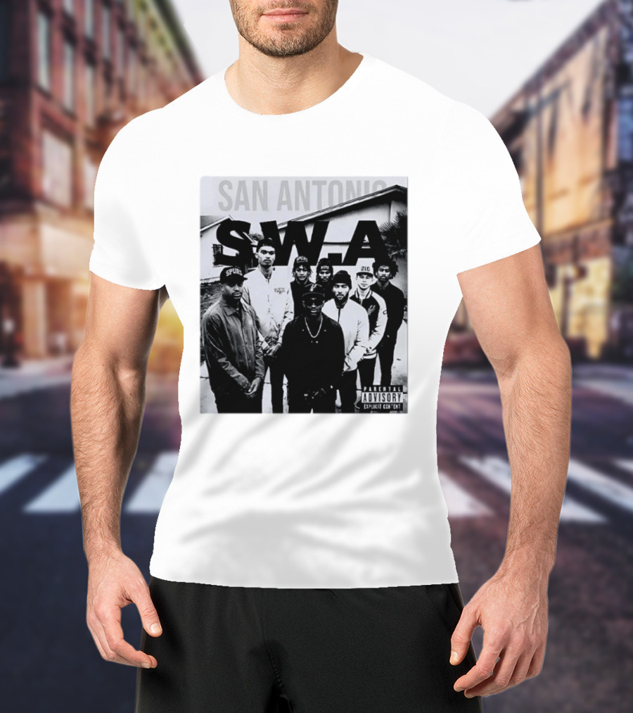 San Antonio Swa Paradvisory Explicit Content 210 Spurs Black And White Group T-Shirt