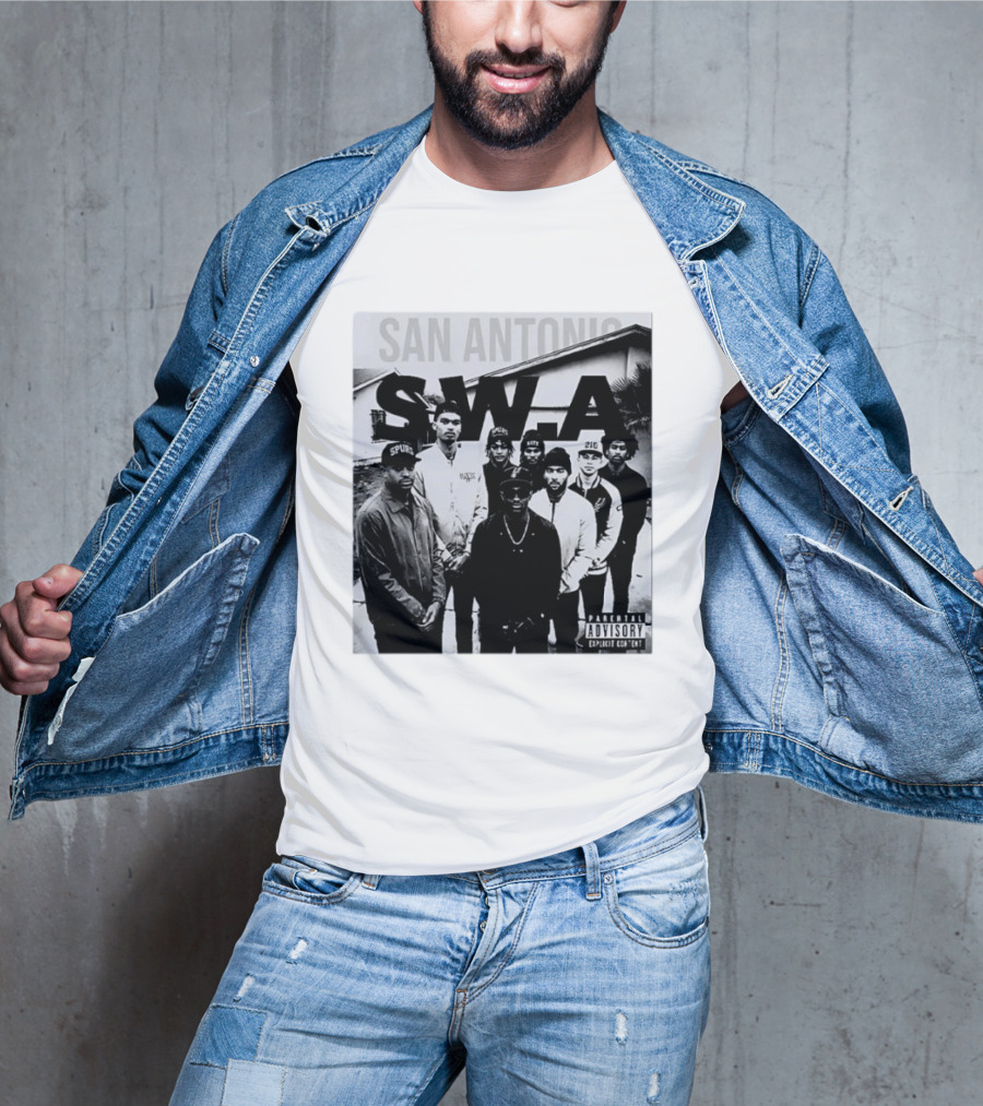 San Antonio Swa Paradvisory Explicit Content 210 Spurs Black And White Group T-Shirt