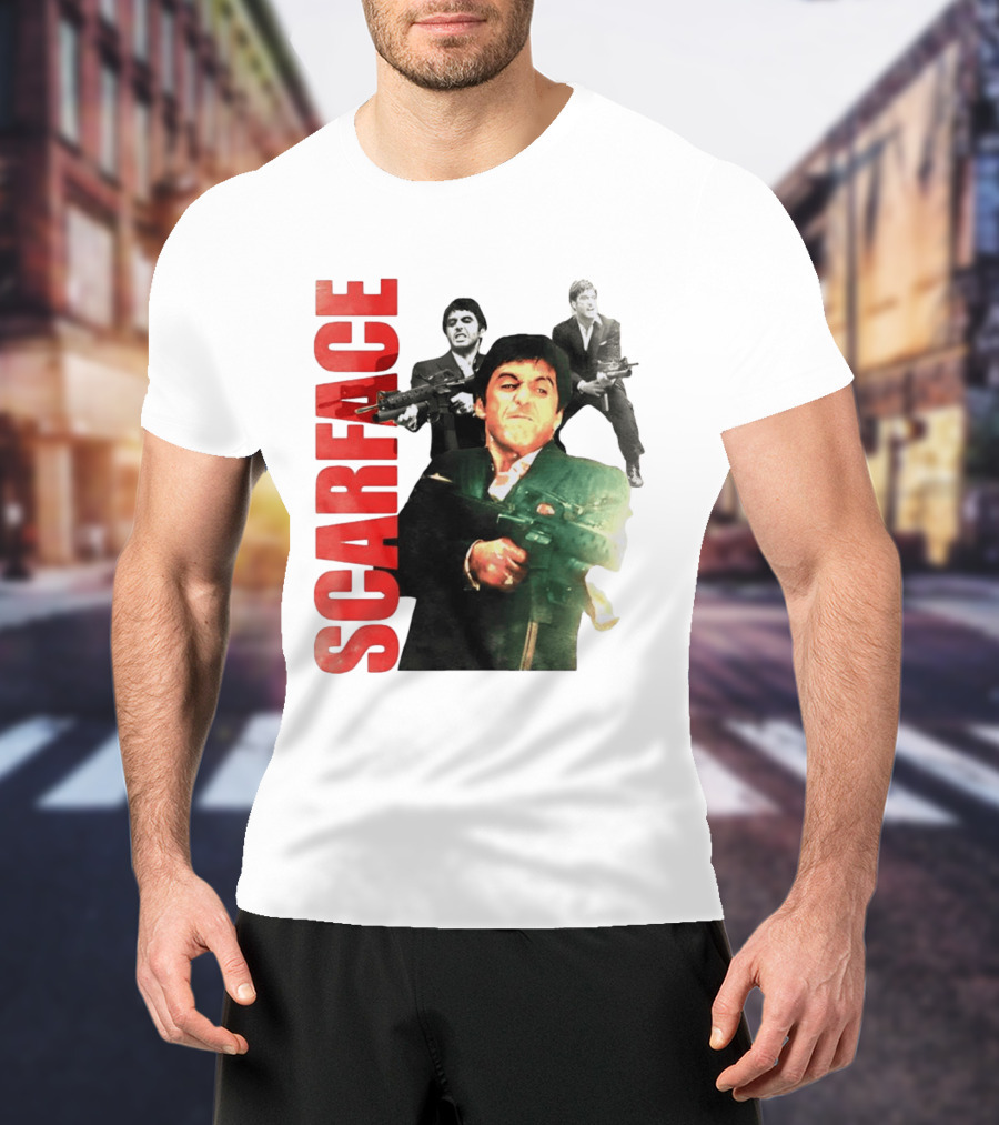 Scarface Tony Montana Al Pacino 1983 Miami Iconic Movie Moment T-Shirt