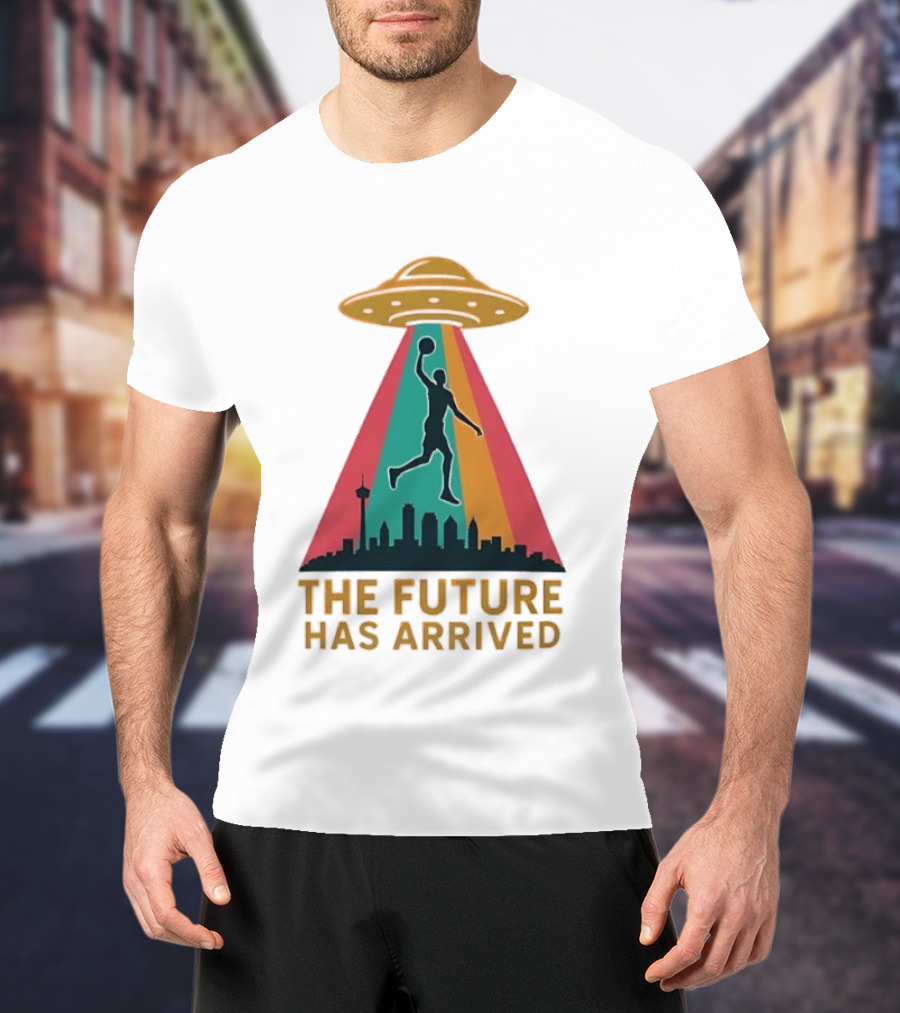 Victor Wembanyama San Antonio Spurs NBA The Future Has Arrived UFO Skyline T-Shirt