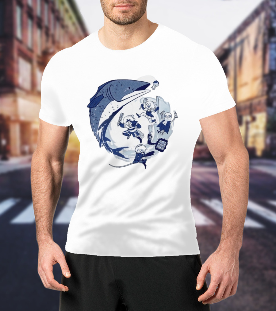 NieR Automata 2B Fishing Cooking Game Characters Wave T-Shirt