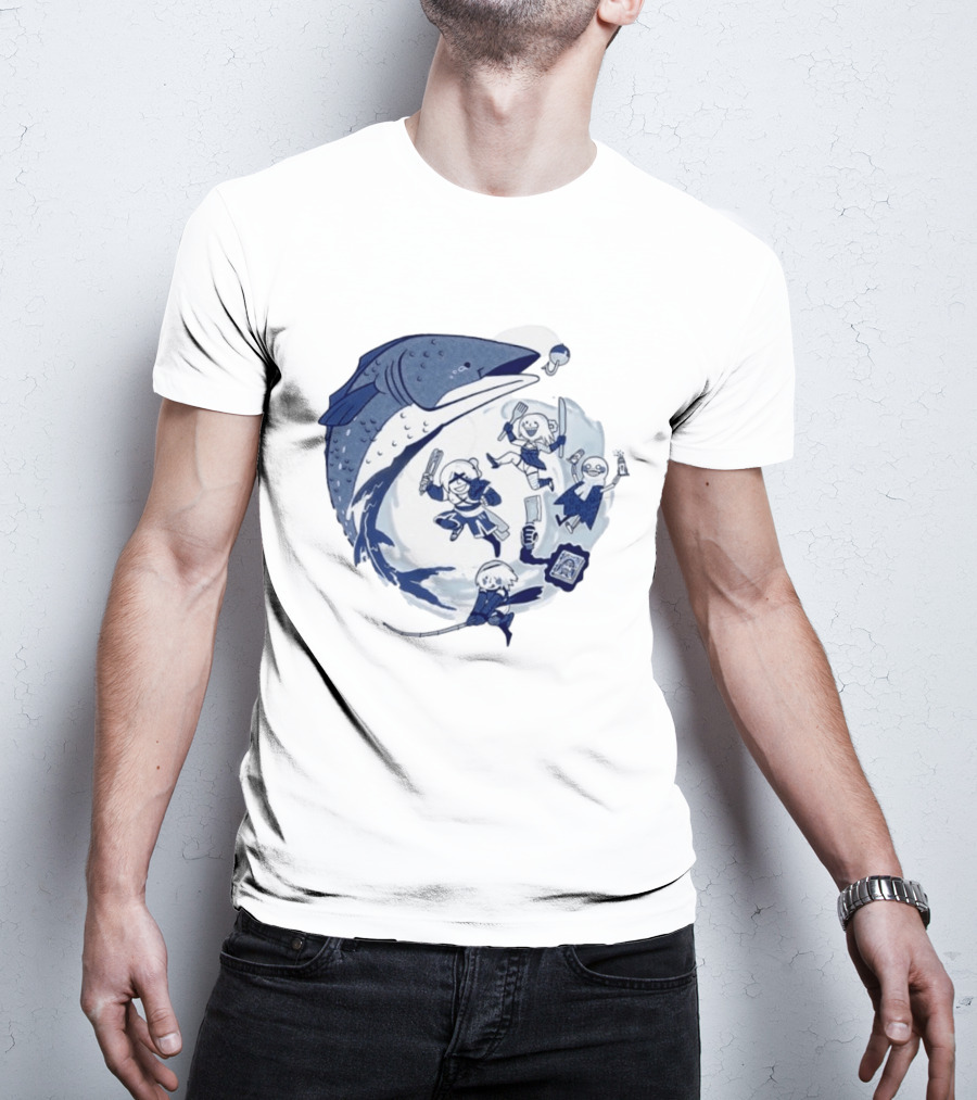 NieR Automata 2B Fishing Cooking Game Characters Wave T-Shirt