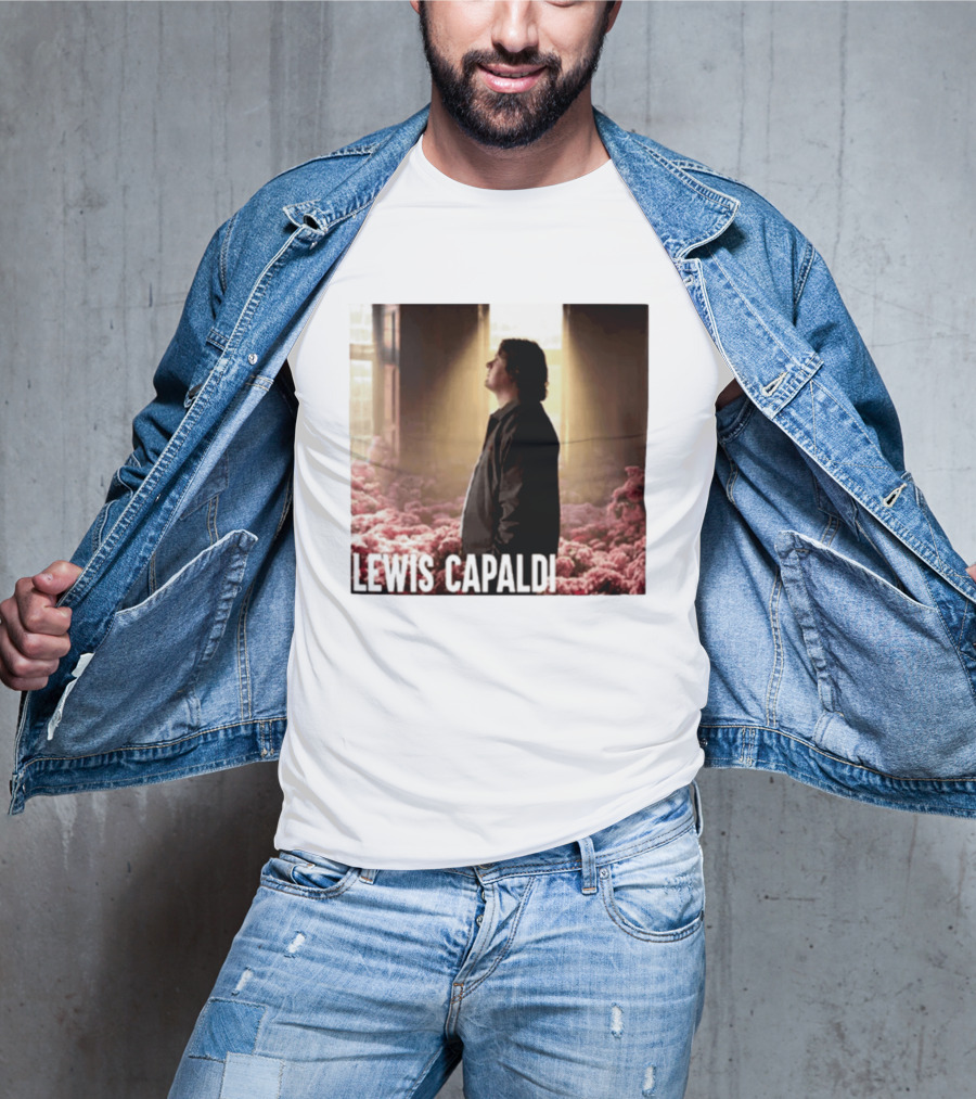 Lewis Capaldi Standing In Floral Scene With Sunlight In Concert Photo T-Shirt