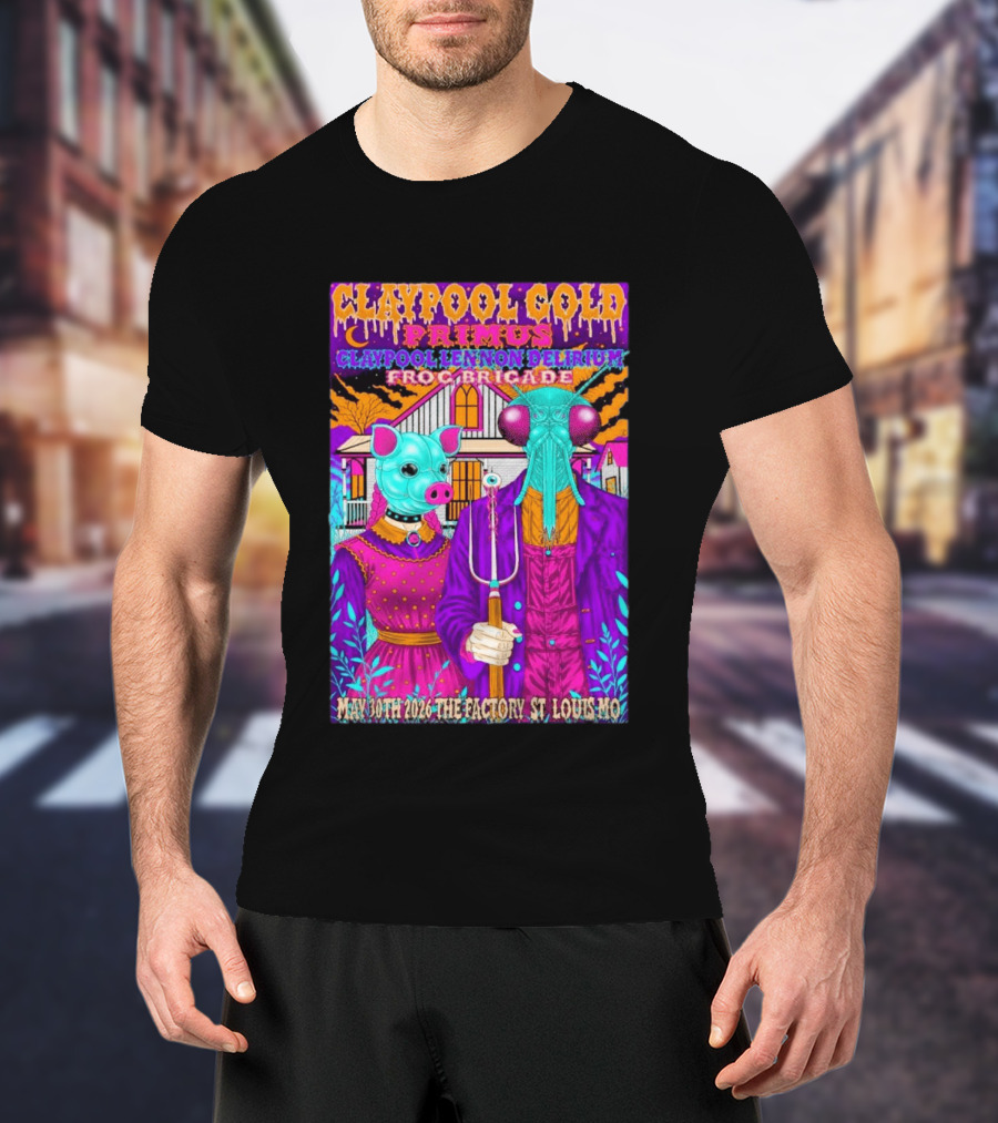 Claypool Gold Primus Lennon Delirium Frog Brigade Concert May 30th 2026 St Louis Mo T-Shirt