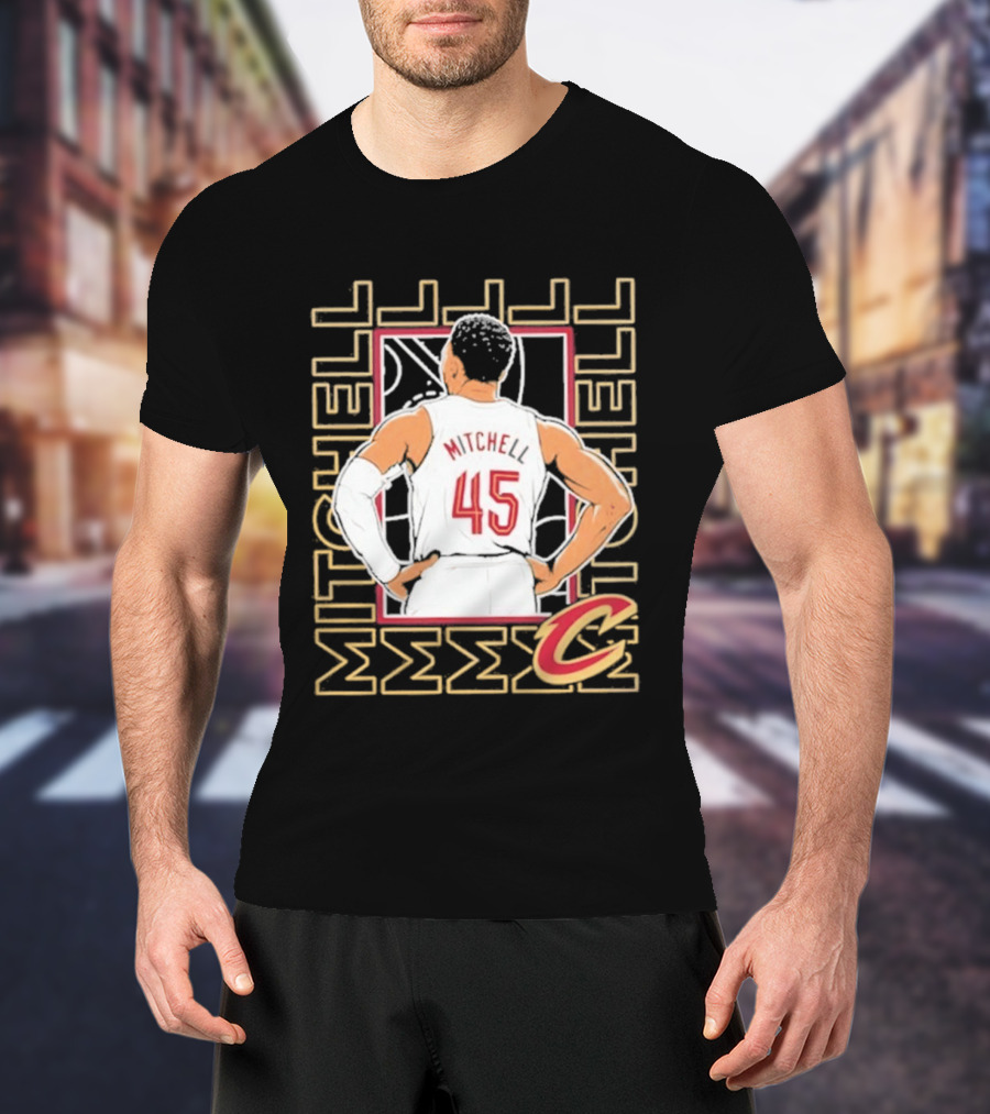 Cleveland Cavaliers Mitchell 45 Basketball Star Pose T-Shirt