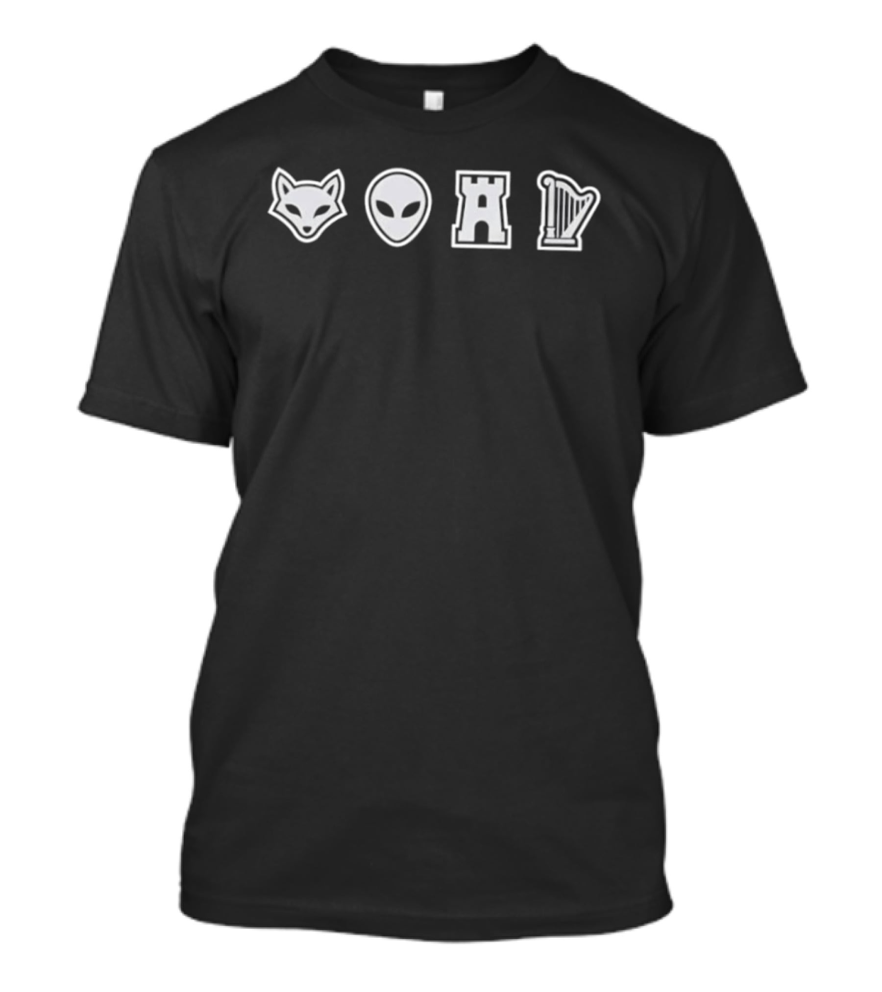 Fox Alien Extraterrestrial Chess Rook Harp T-Shirt