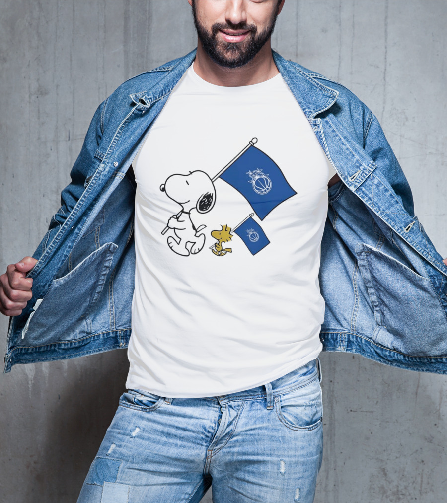 Snoopy And Woodstock Orlando Magic Team Flags Support T-Shirt