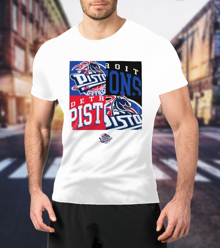 Detroit Pistons New Era Block PISTONS DETROIT Basketball T-Shirt