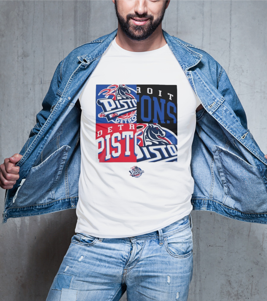 Detroit Pistons New Era Block PISTONS DETROIT Basketball T-Shirt